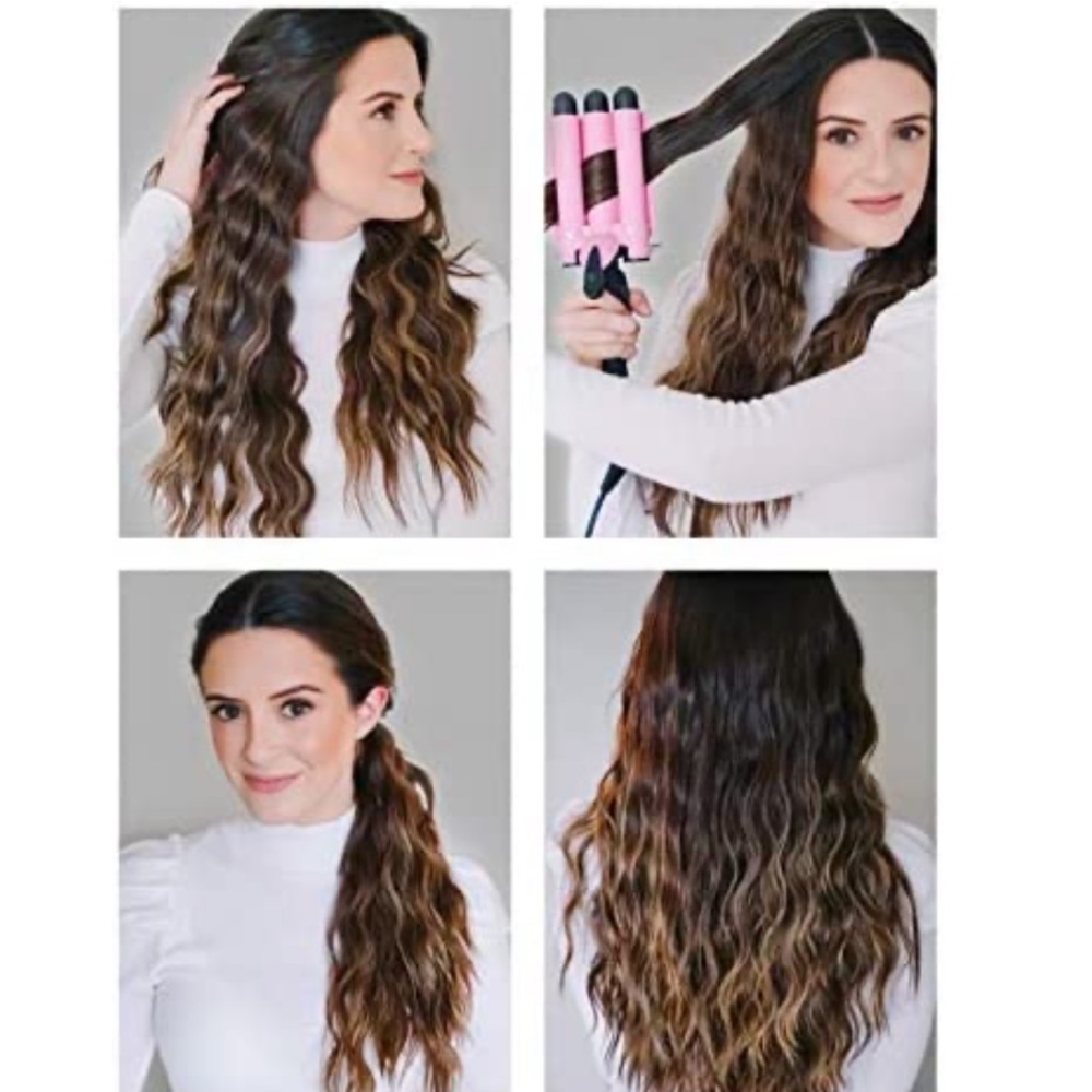 Alure Three Barrel Curling Iron Wand with LCD Temperature Display